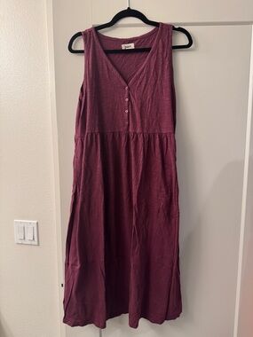 Pact Maroon Relaxed Slub Henley Tank Dress Size L